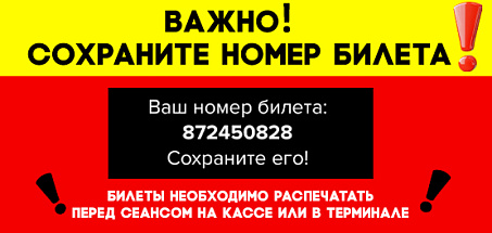 Важно! Сохраните номер билета! 
